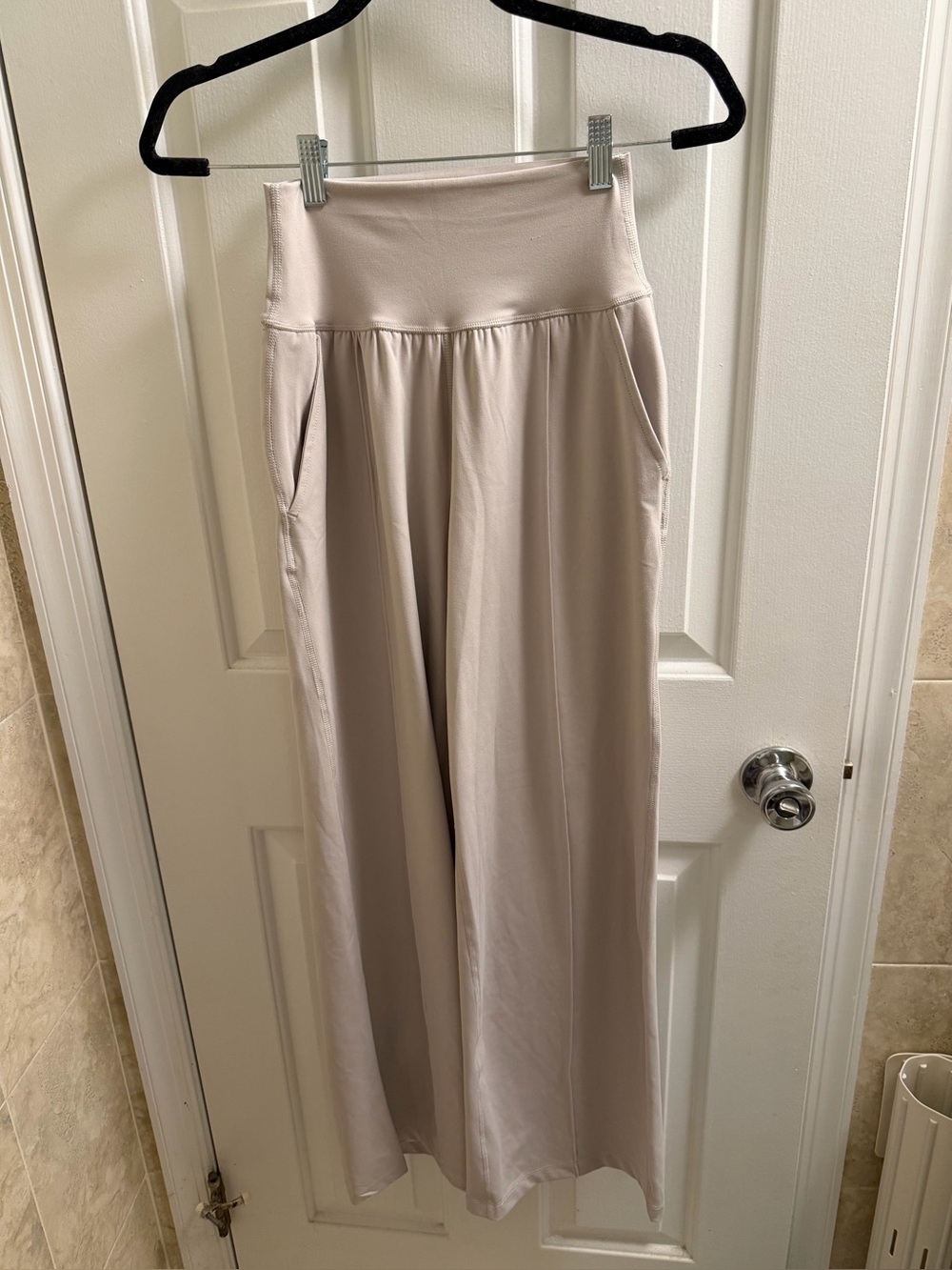 90 Degree By Reflex High-Waist Wide Leg Pants in Light Beige